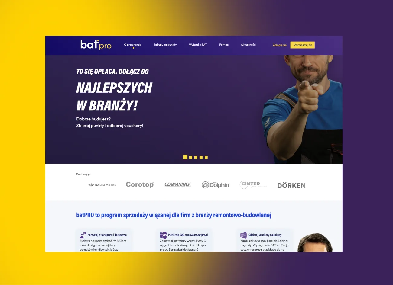 Sklep B2B batpro — strona programu dla firm z branży remontowo-budowlanej